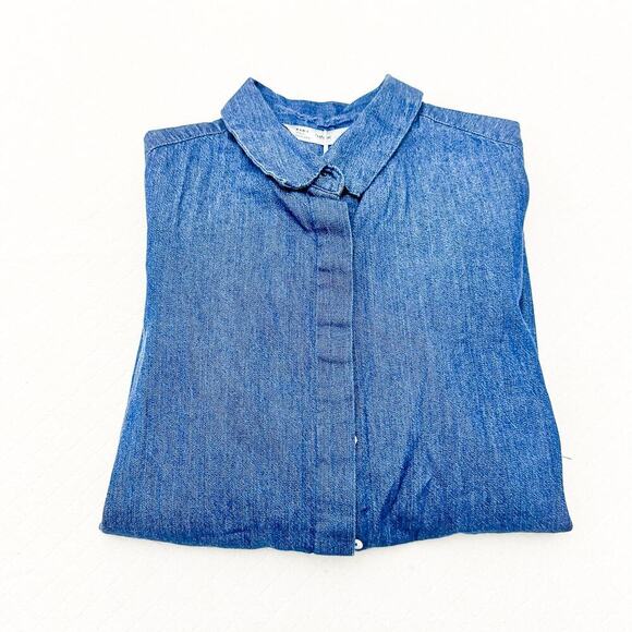 Zara Denim Jean Button Down Long Sleeve Blouse Top Size XS NWT - Picture 5 of 5